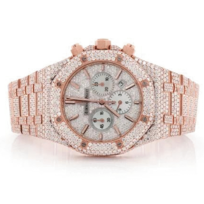 Moissanite bust down Steel iced out watch