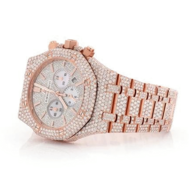 Moissanite bust down Steel iced out watch