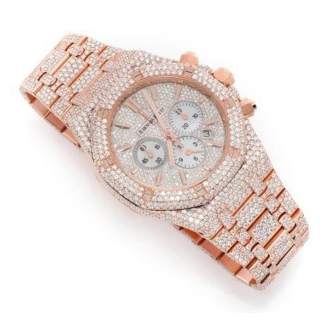 Moissanite bust down Steel iced out watch
