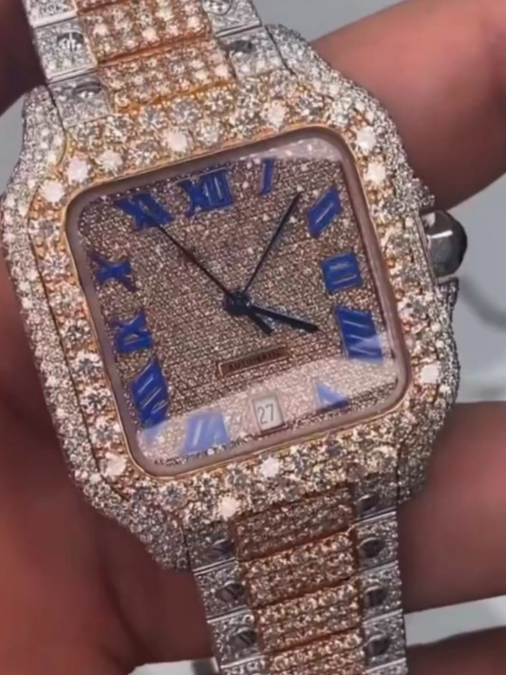 Hip Hop Style Moissanite Iced Out Automatic Watch for Men