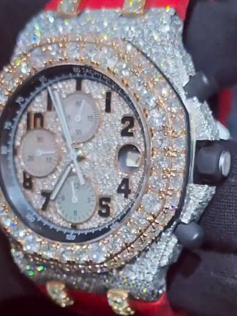 Full Iced Out Moissanite Watch with Soft Silicone Band