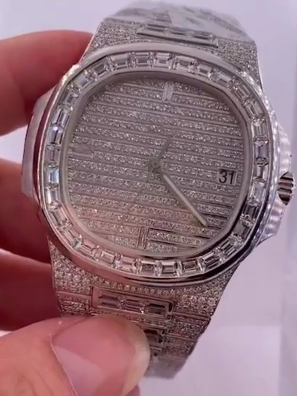 Stainless Steel Iced Out VVS Moissanite Watch