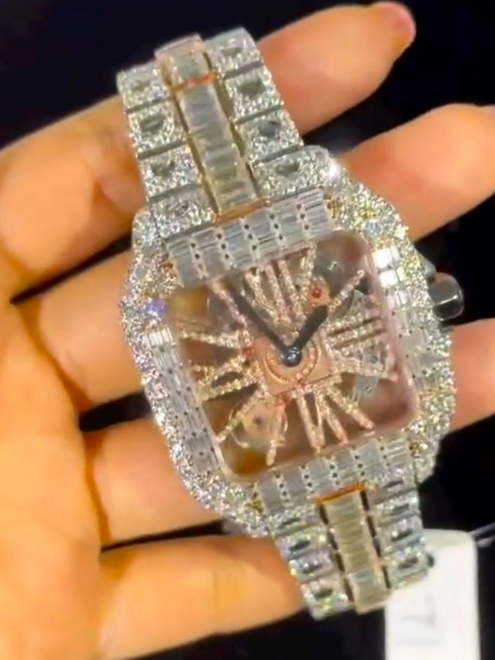 Men’s Iced Out Moissanite Diamond Automatic Chronograph Watch