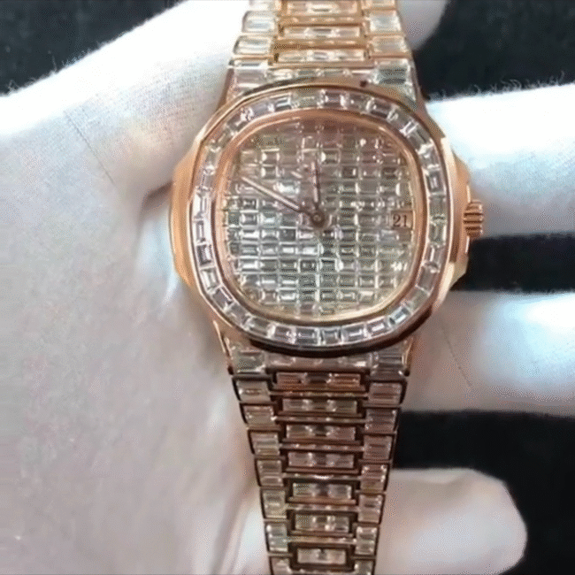 Stainless Steel Iced Out Moissanite Watch for Gift