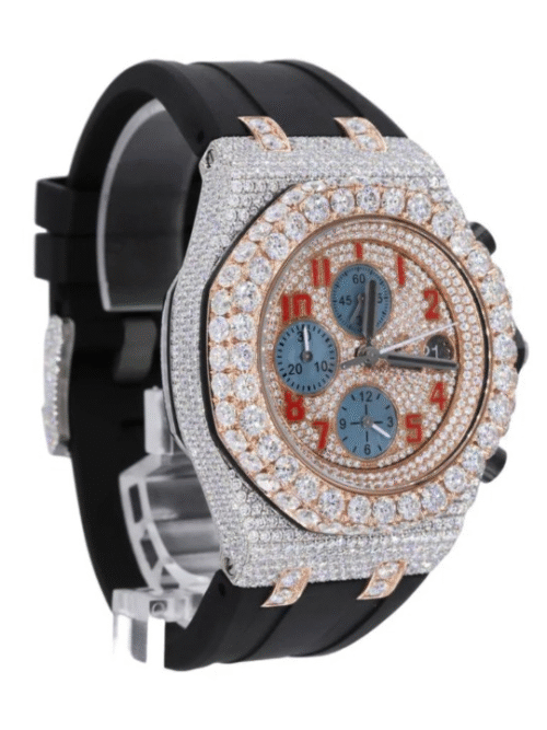 MOISSANITE ICED OUT SILICONE BAND WATCH