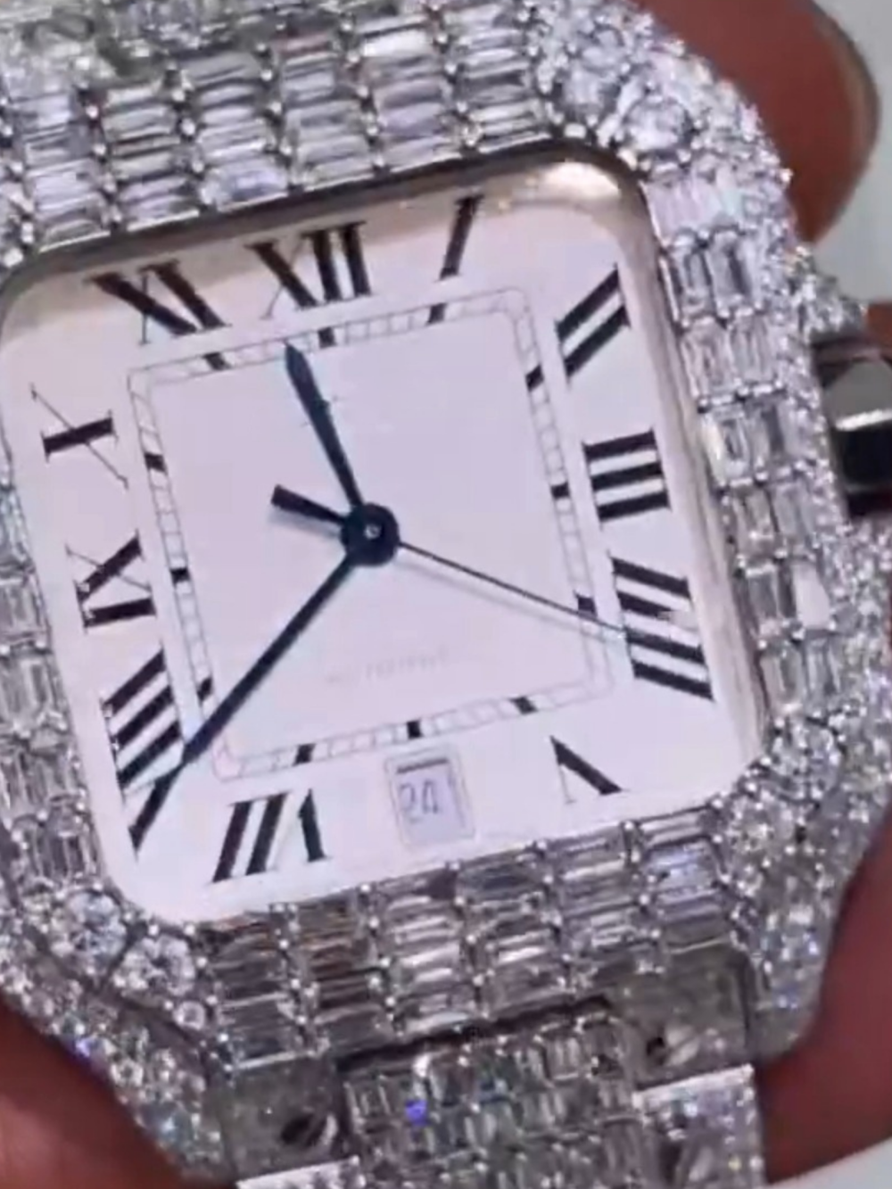 Luxury Men’s 44MM Iced Out Watch – 14K White Gold Plated