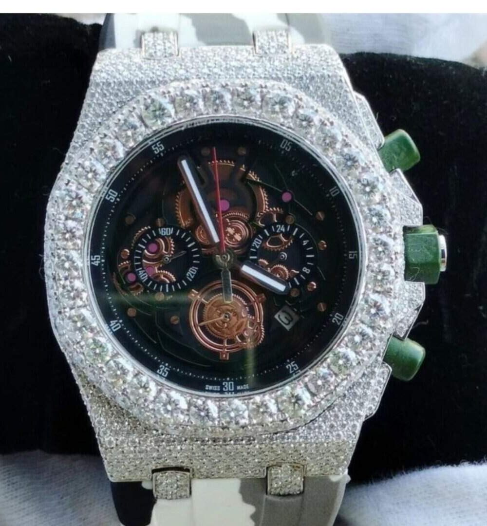 Moissanite Bling Watch with Silicone Band