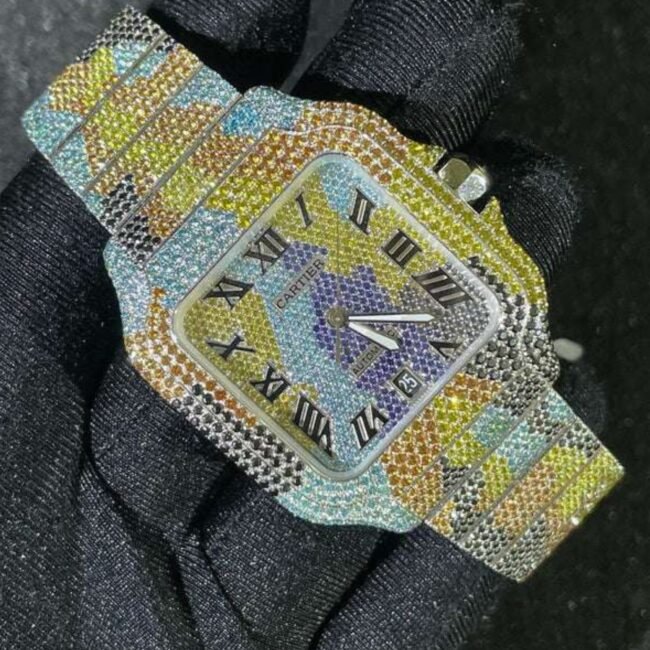 iced out cartier watch
