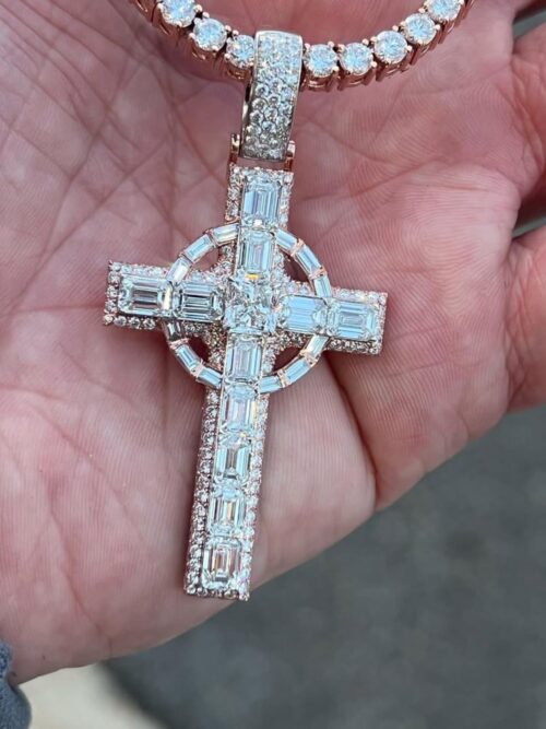 4 mm tennis chain with cross pendant diamond cut cuban link chain