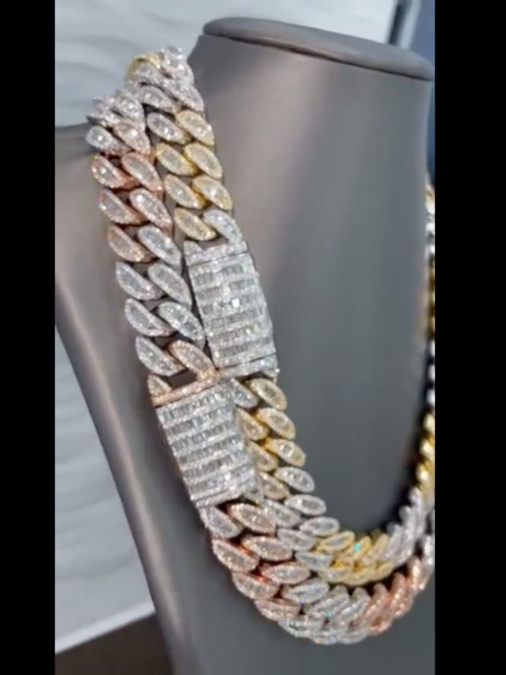 14mm Two Tone Mens Silver Cuban Link Chain