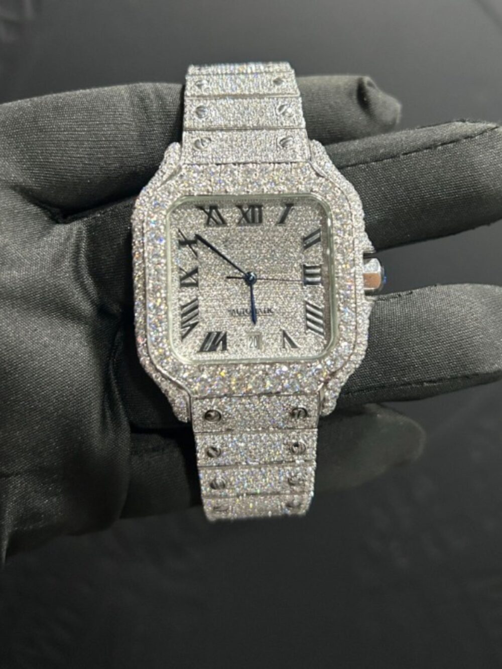 Moissanite Watches Iced Out with Adjustable Metal Bracelet