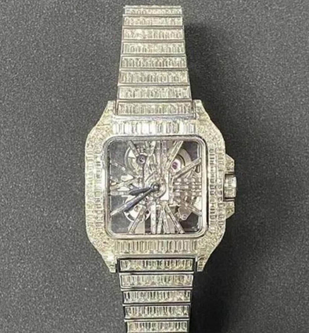 Stainless Steel Iced Moissanite Watch