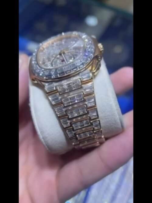 Classic Moissanite Diamond Iced Out Bust Down Automatic Watch