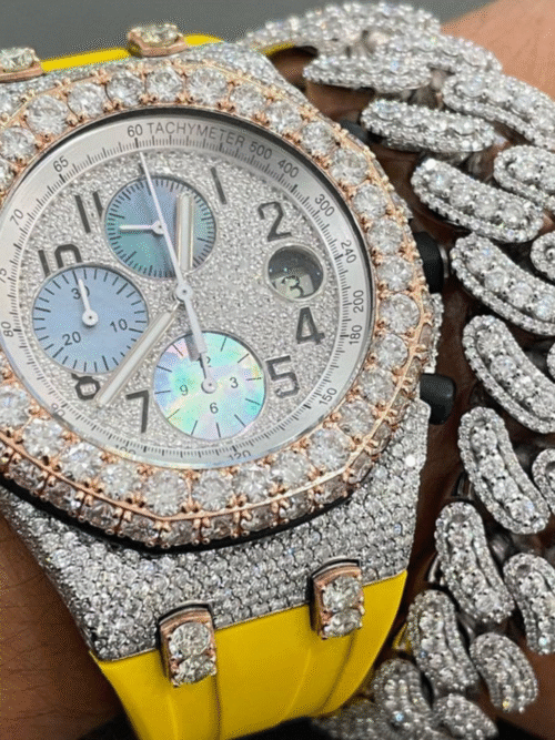 Diamond Moissanite watch - full iced out skeleton