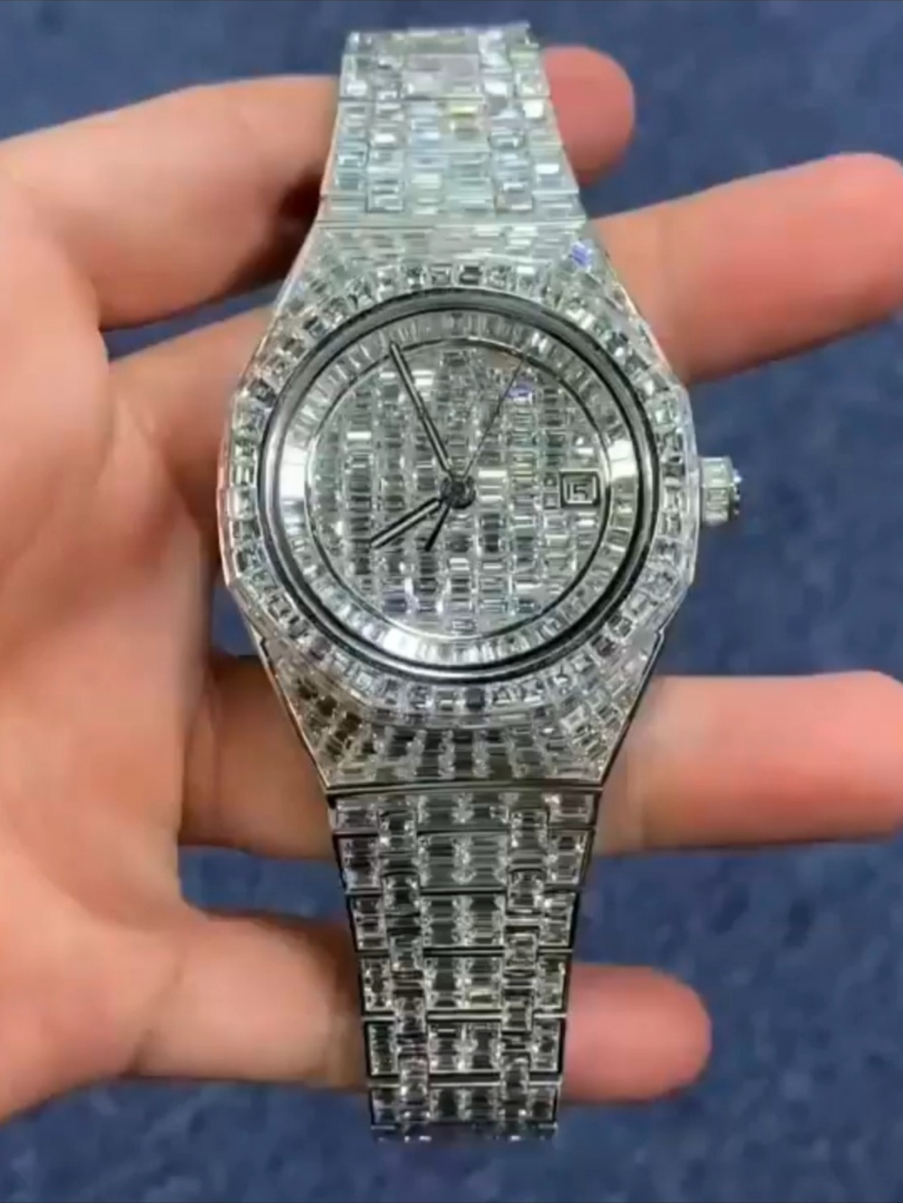 Elite Men’s 44MM Iced Out Watch in 14K White Gold Finish