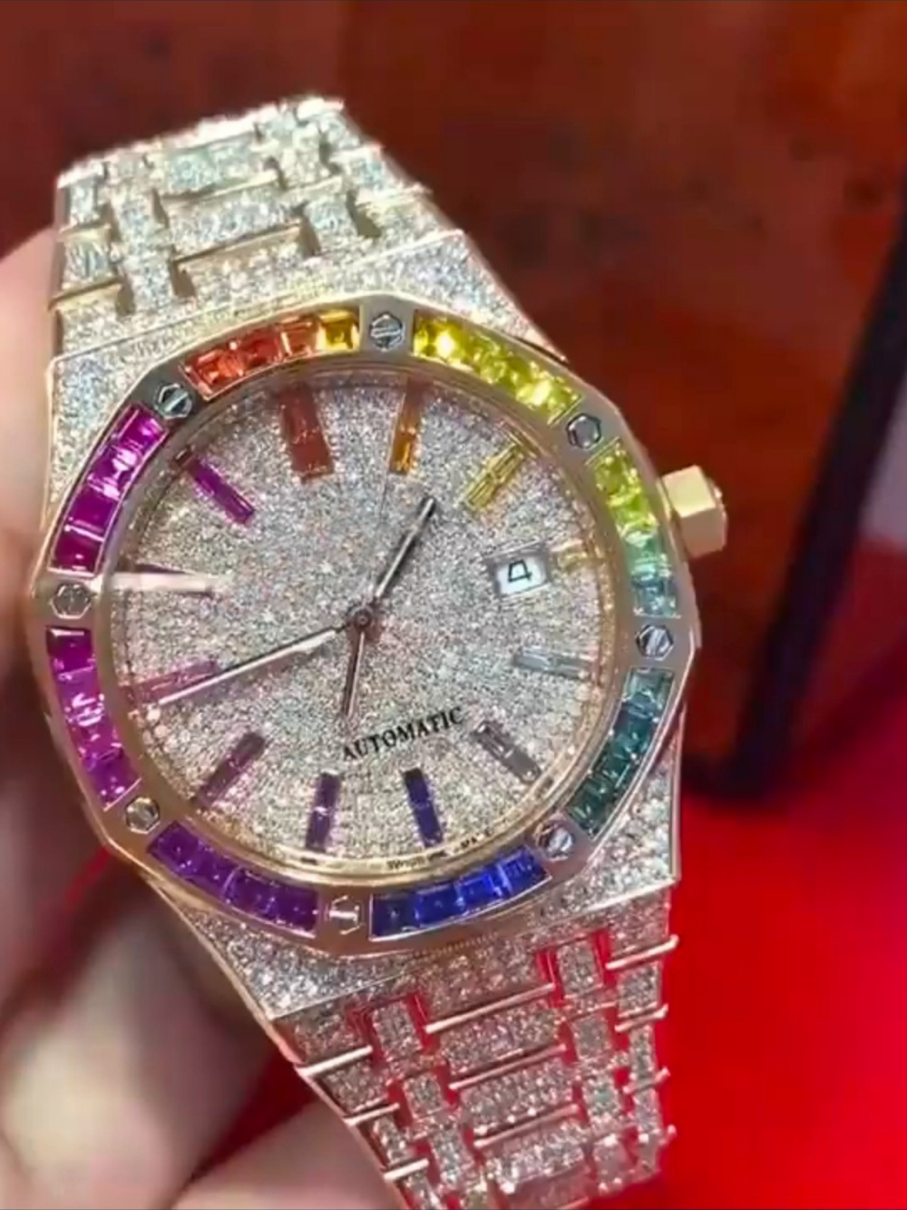 Classic Automatic Moissanite Diamond Watch with Full Iced Out Finish