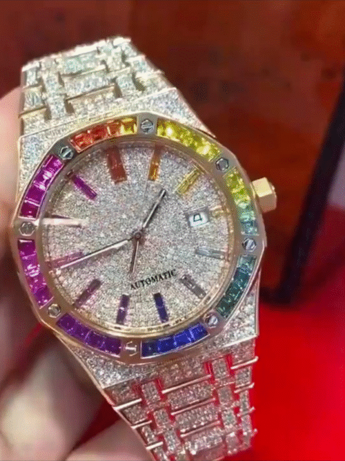 Classic Moissanite Diamond Iced Out Bust Down Automatic Watch