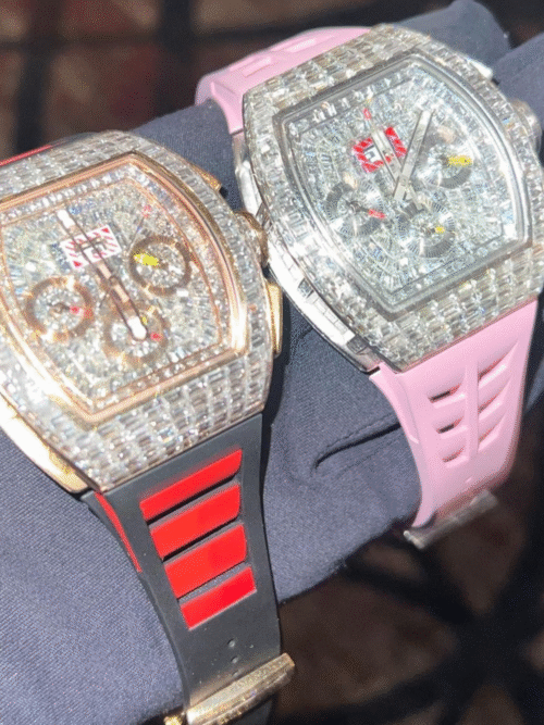 MOISSANITE ICED OUT SILICONE BAND WATCH