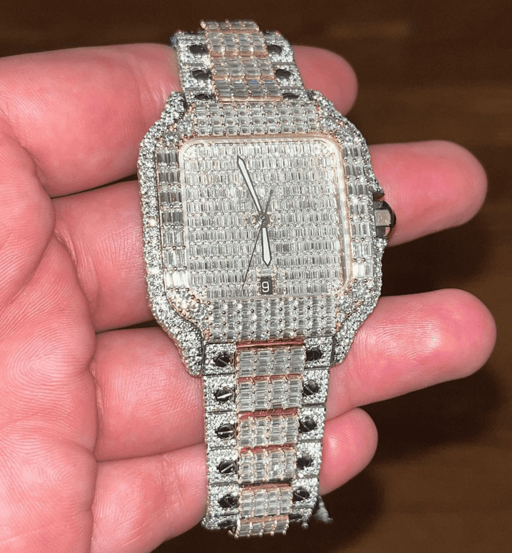 Stainless Steel Bust Down VVS Moissanite Watch