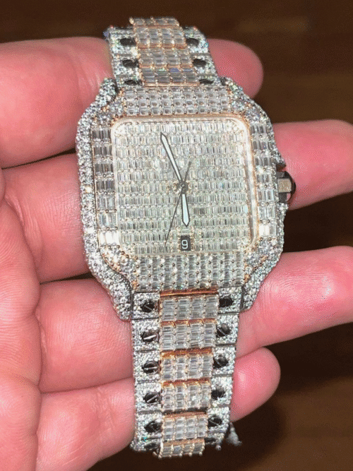 Stainless Steel Bust Down VVS Moissanite Watch