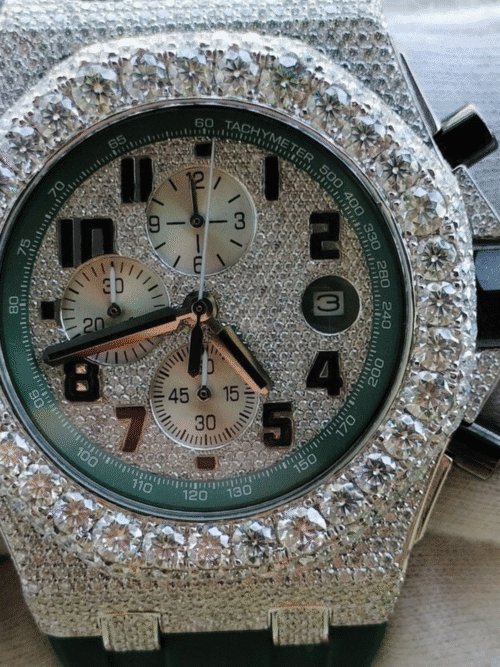 MOISSANITE ICED OUT SILICONE BAND WATCH