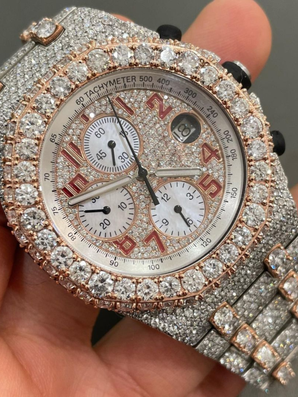 Classic Moissanite Diamond Iced Out Bust Down Watch