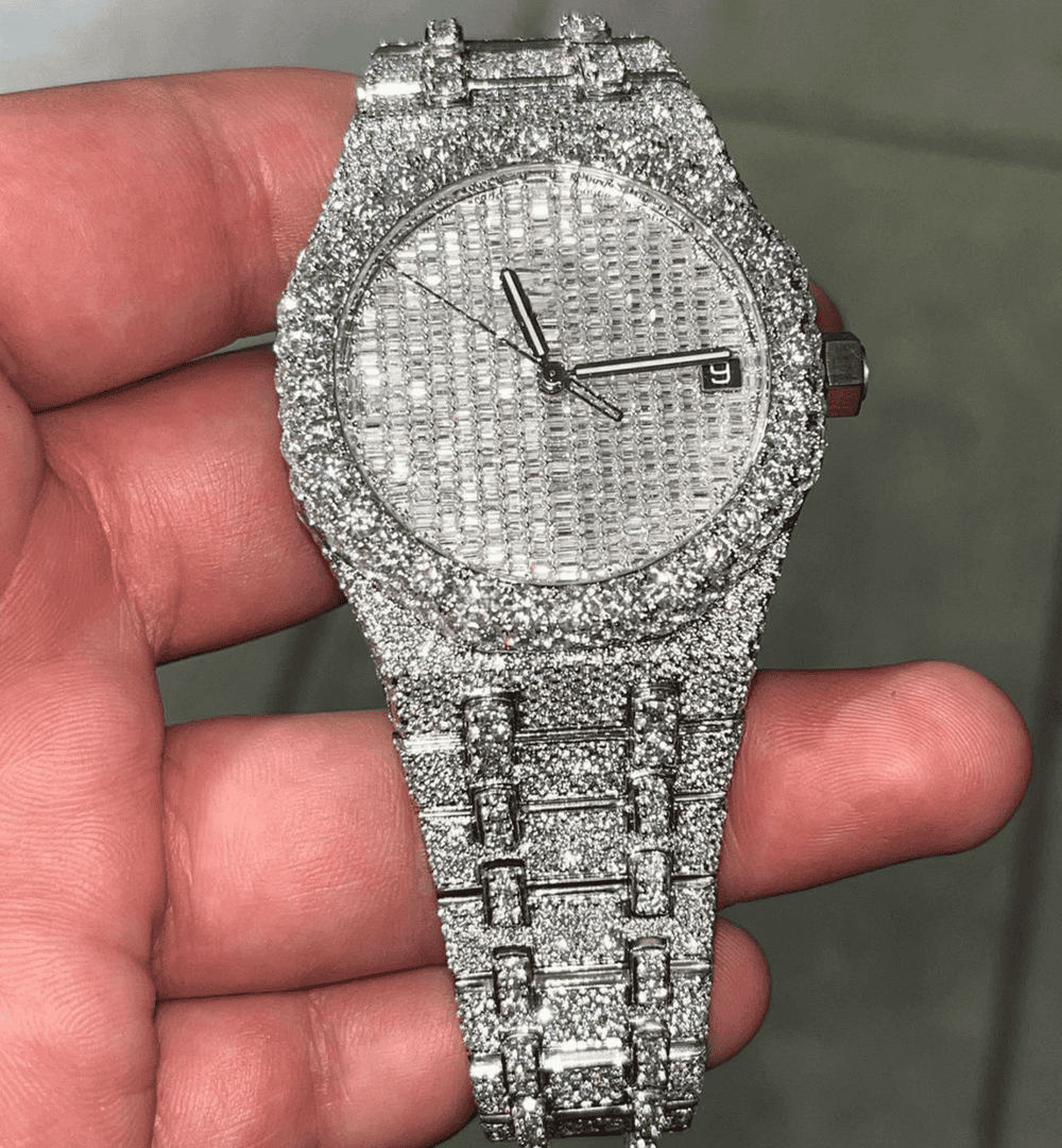 Iced Out Stainless Steel Hip Hop VVS Moissanite Watch