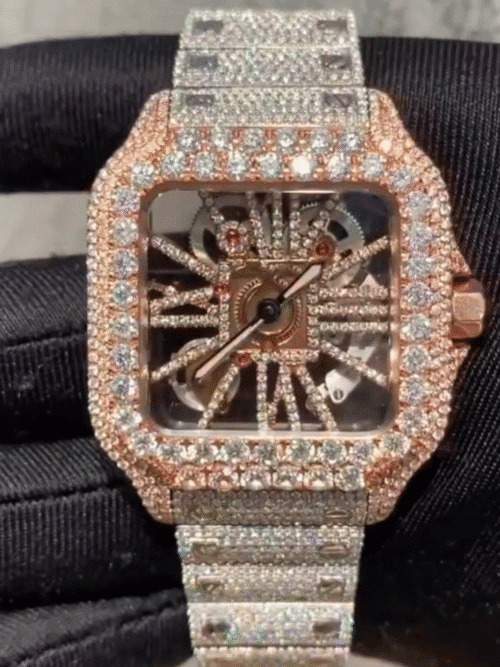 Classic Moissanite Diamond Iced Out Bust Down Automatic Watch
