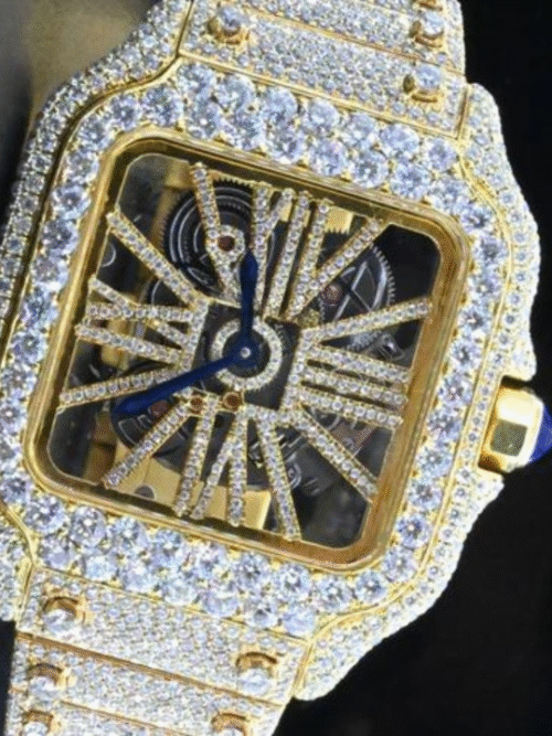 Diamond Moissanite watch - full iced out skeleton