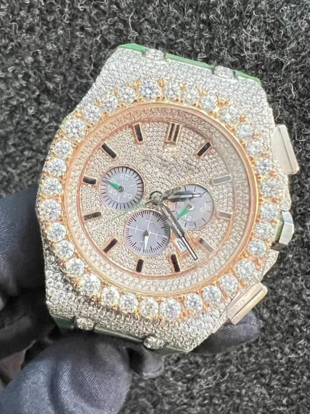 Iced Out Moissanite Watch with Premium Silicone Band