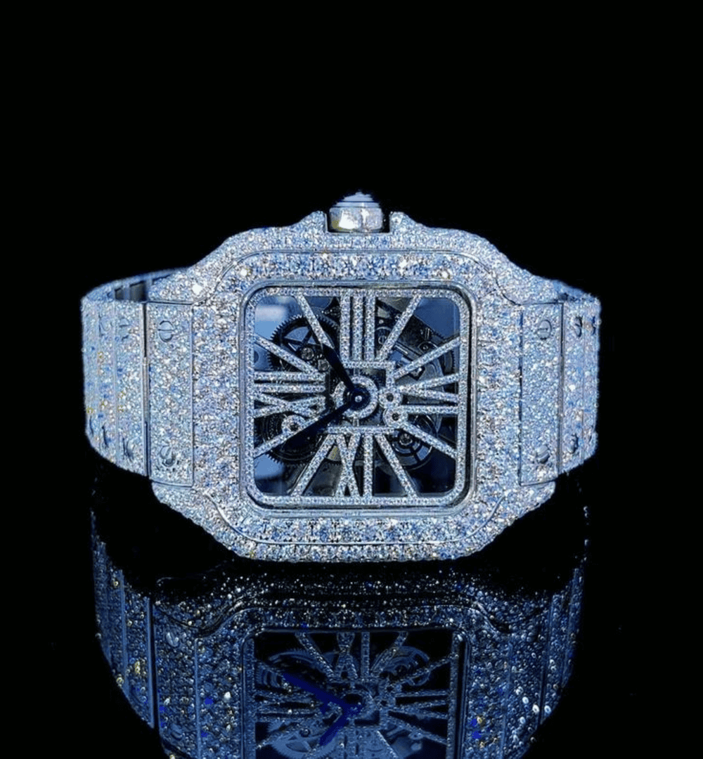 Iced Out Stainless Steel Bust Down VVS Moissanite Watch
