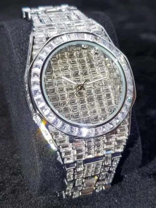Classic Moissanite Diamond Iced Out Bust Down Automatic Watch