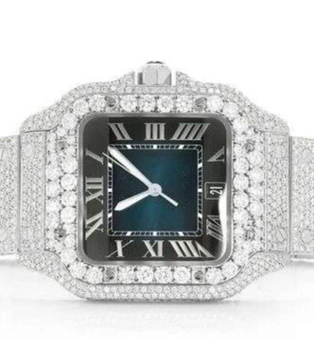 White Gold Plated Moissanite Wristwatch