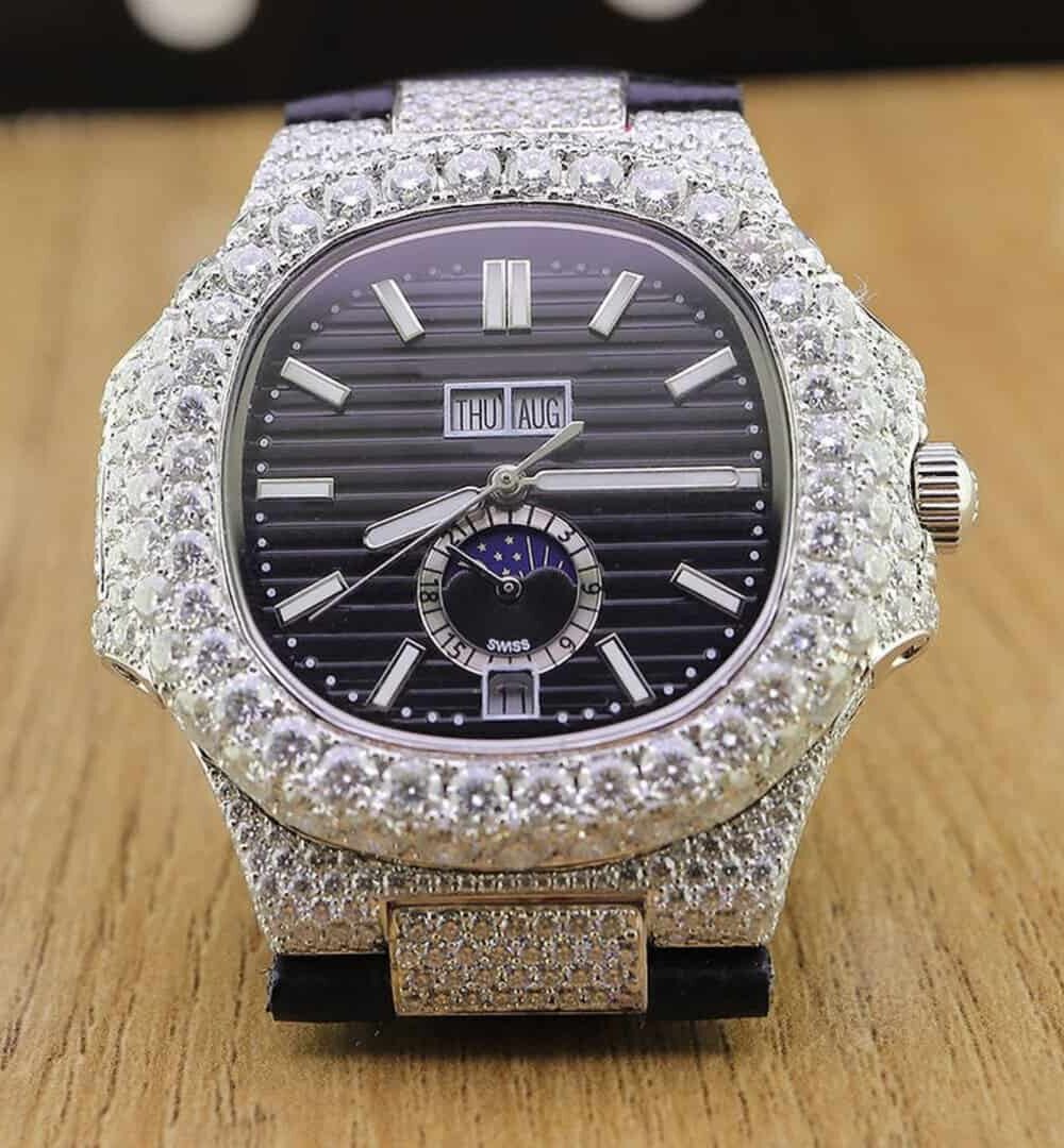 Classic Steel Moissanite Watch with Iced Finish