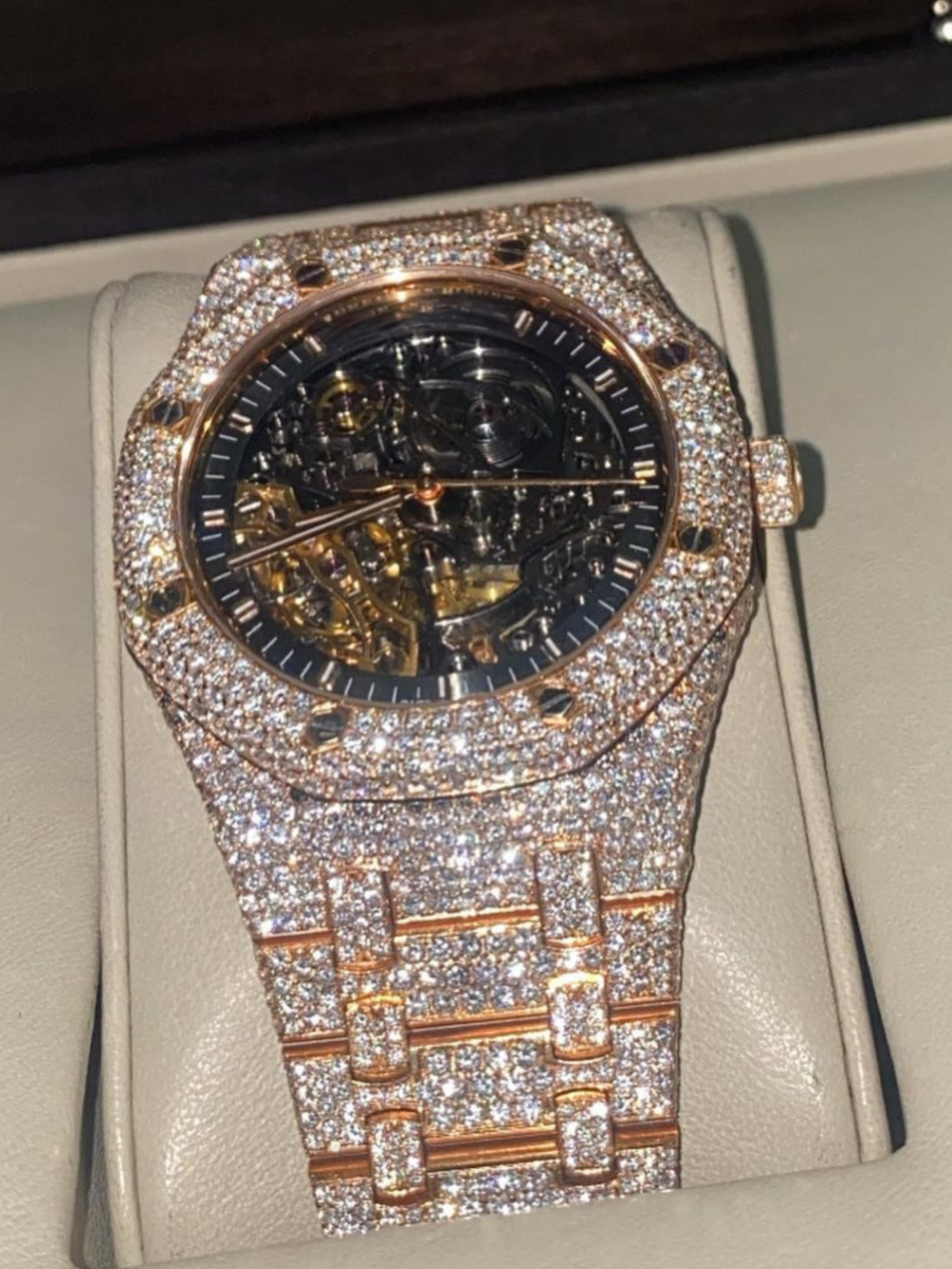 Classic Automatic Watch with Iced Out Bust Down Finish