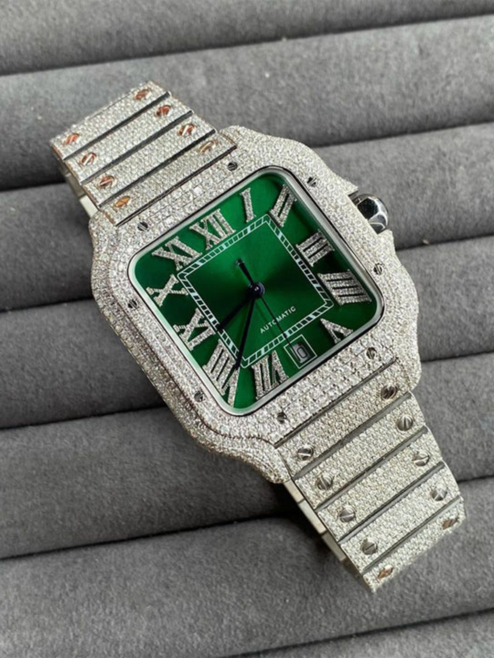 Stainless Steel Bust Down VVS Moissanite Watch for Women