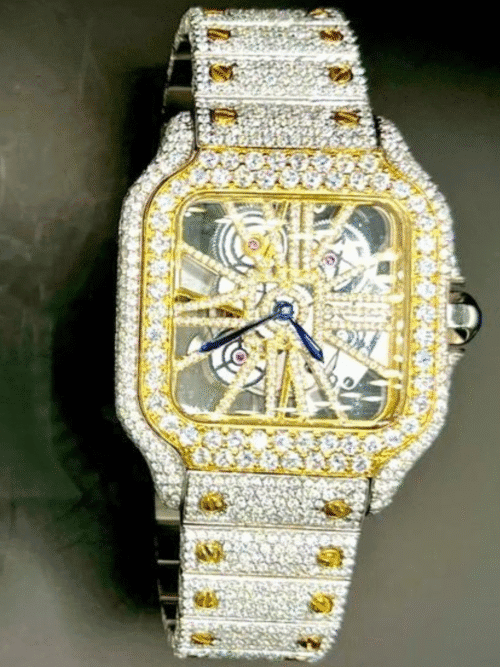 Classic Moissanite Diamond Iced Out Bust Down Automatic Watch