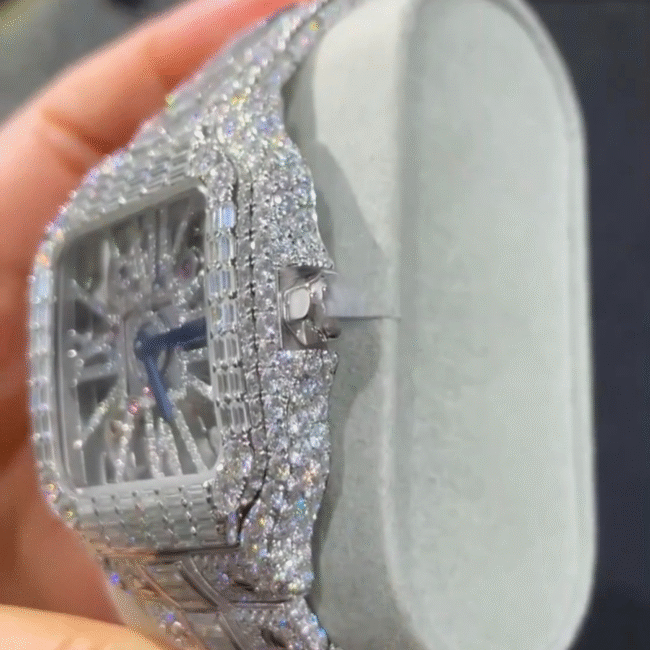 MEN'S ICED OUT WATCH | 44MM | 14K WHITE GOLD PLATED - Image 2