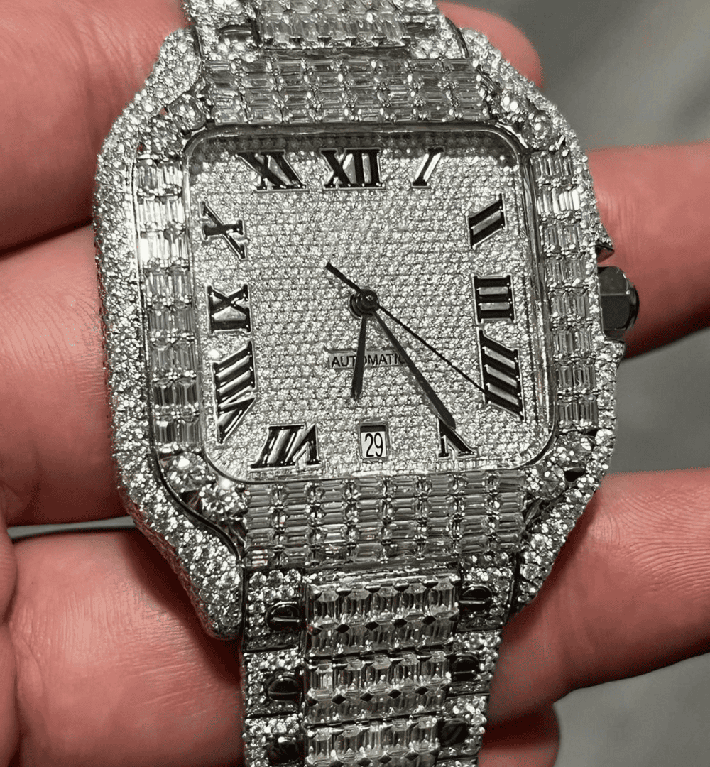 Stainless Steel Hip Hop VVS Moissanite Watch for Party