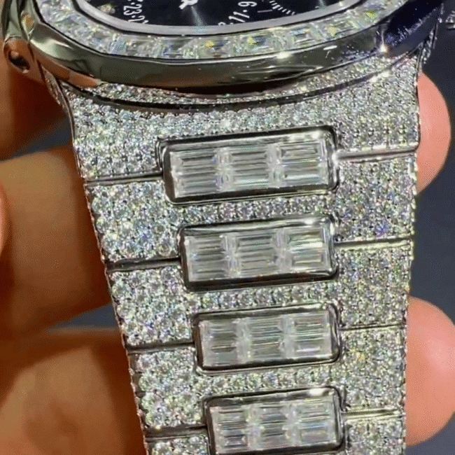 Stainless Steel Skeleton VVS Moissanite Watch for Men - Image 4