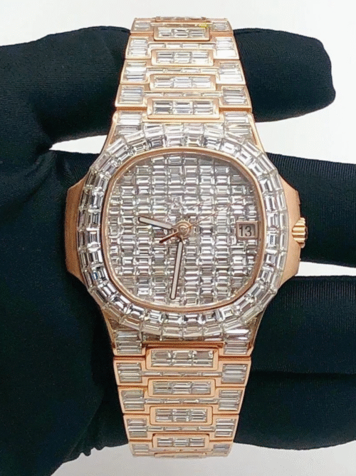 Classic Moissanite Diamond Iced Out Bust Down Automatic Watch