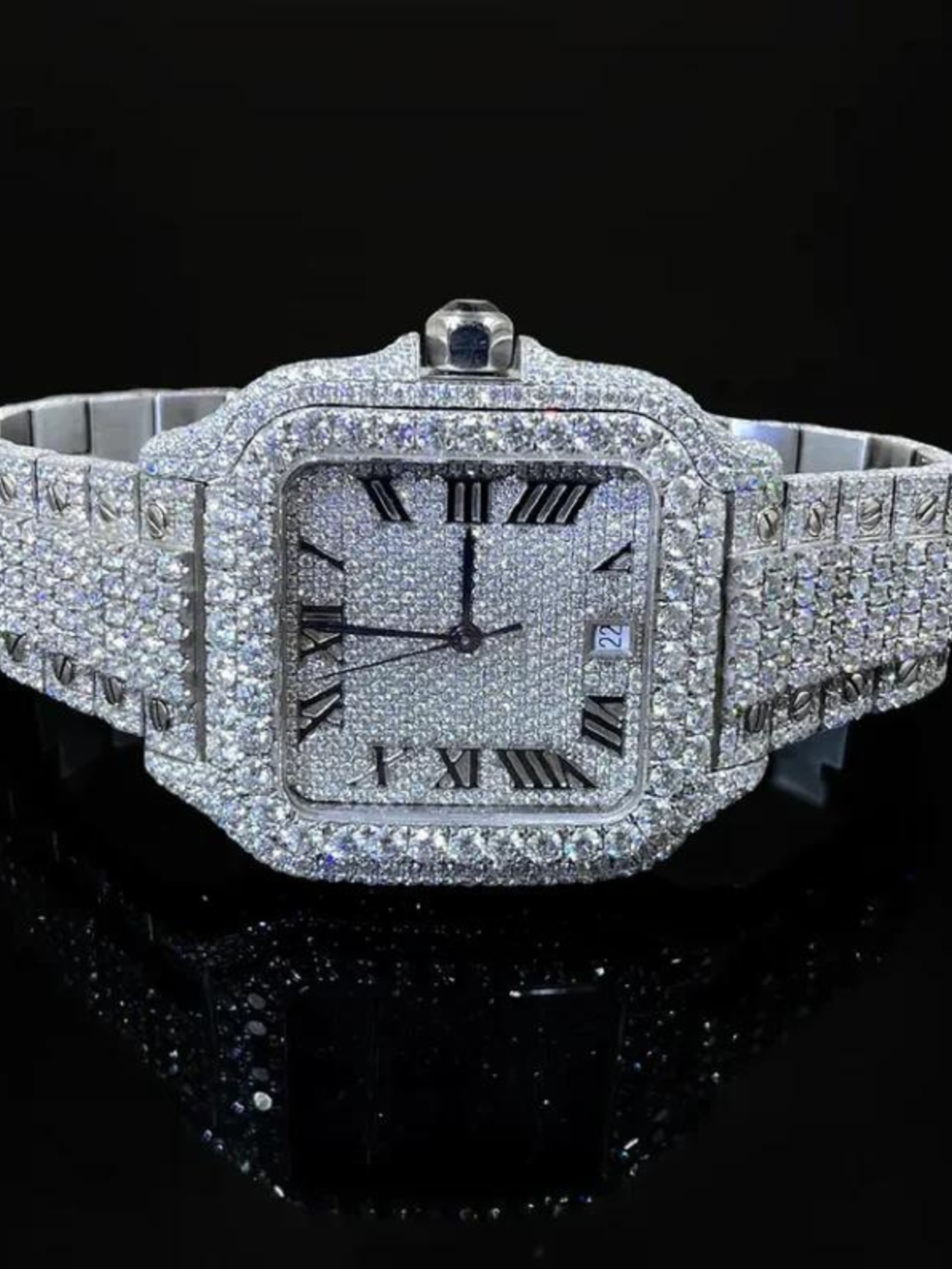 Iced Out Moissanite Watch