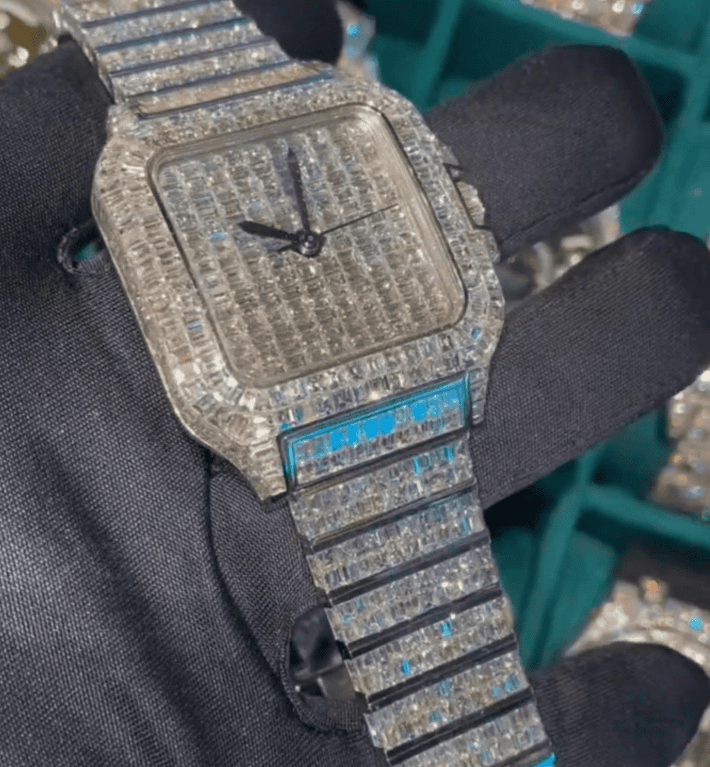 Stainless Steel Hip Hop Luxury Moissanite Watch