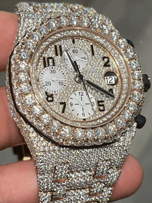 Stainless Steel Skeleton VVS Moissanite Watch for Gift