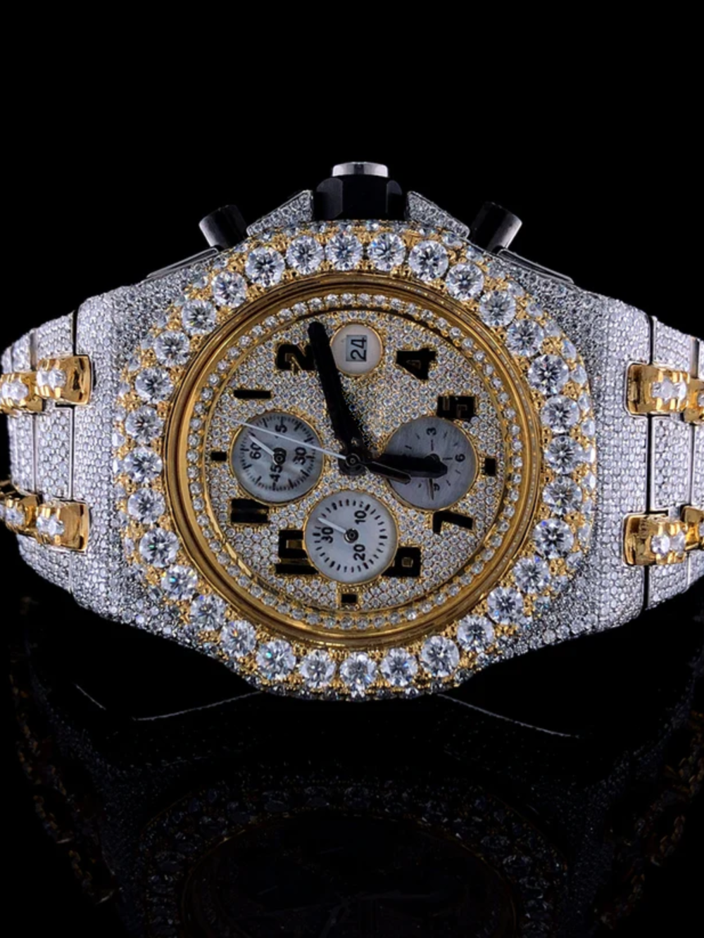 Moissanite Diamond Skeleton Watch with Complete Iced Out Shine