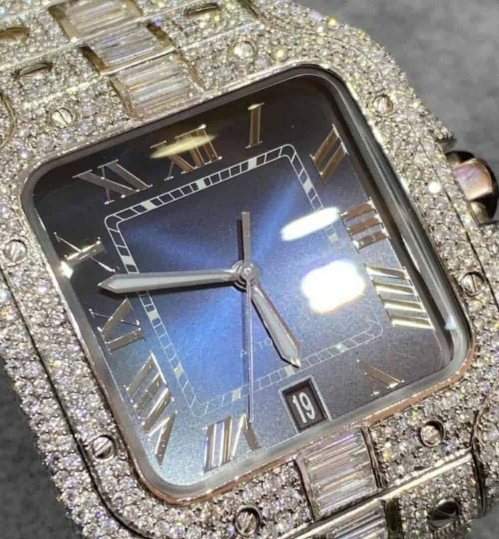 Fashion Iced Out Moissanite Watch in Stainless Steel