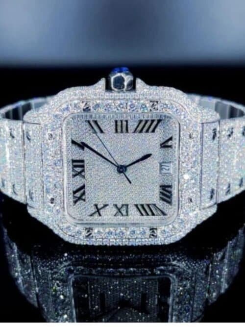 Classic Moissanite Diamond Iced Out Bust Down Automatic Watch