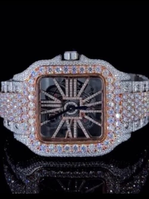 Diamond Moissanite watch - full iced out skeleton