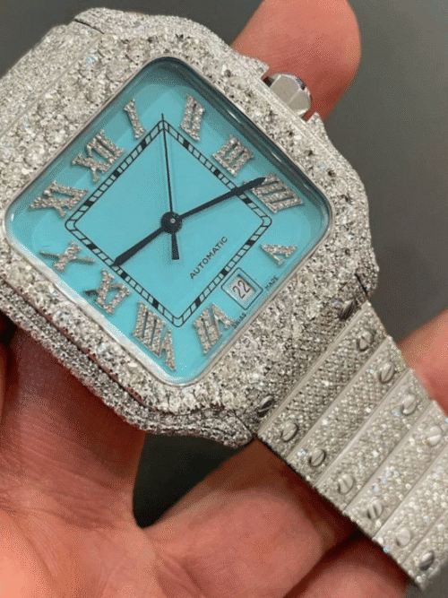 Stainless Steel Iced Out VVS Moissanite Watch