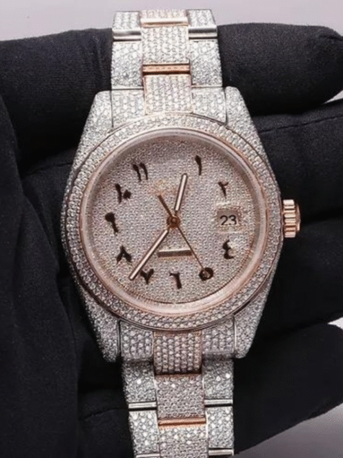 Stainless Steel Iced Out Moissanite Watch